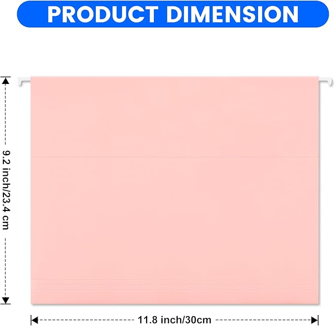 50-Pack Pastel Hanging File Folders, Letter Size with 55 Transparent Label Cards, 60 Sticker Labels,1/5-Cut Tabs–Home Office & Filing Cabinets