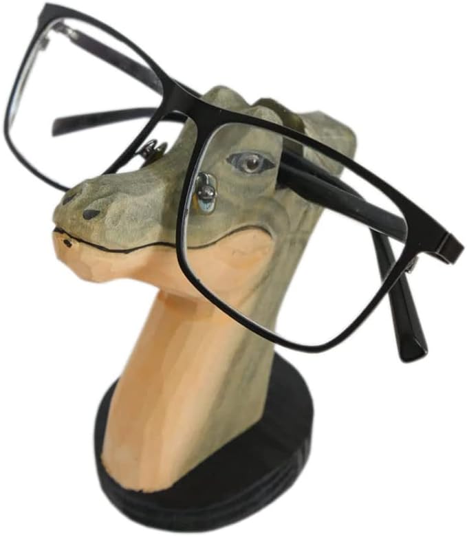Red Dollar Handmade Wood Carved Animal Eyeglass Holder, Cute Sunglasses Display Stand, Nightstand Home Office Desk Decor, Christmas Holiday New Year Business Gift for Men Women Adults (Crocodile)