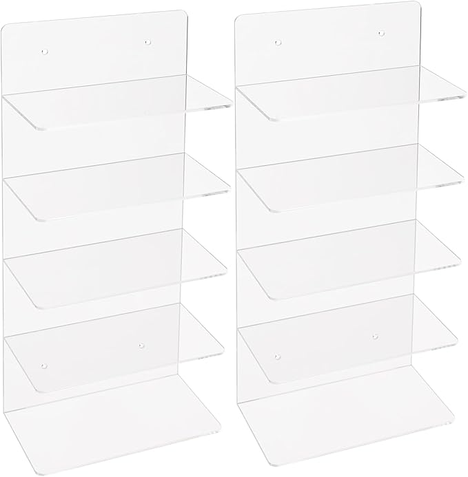 JOMCYDM 2PCS Sunglasses Holder Rack, 5 Tier Eye Glasses Shelf, Clear Acrylic Eye Glasses Shelf for Boutiques, Optometry Stores, Retail Stores, Eyeglasses Stores