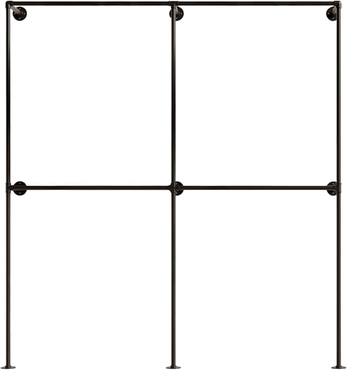 Industrial Pipe Clothing Rack, Heavy Duty Wall Mounted Clothes Rack, Retail Display Hanging Garment Rod for Laundry Rooms, Closet Storage, 14.6x75x82.7 Inches, Model K03