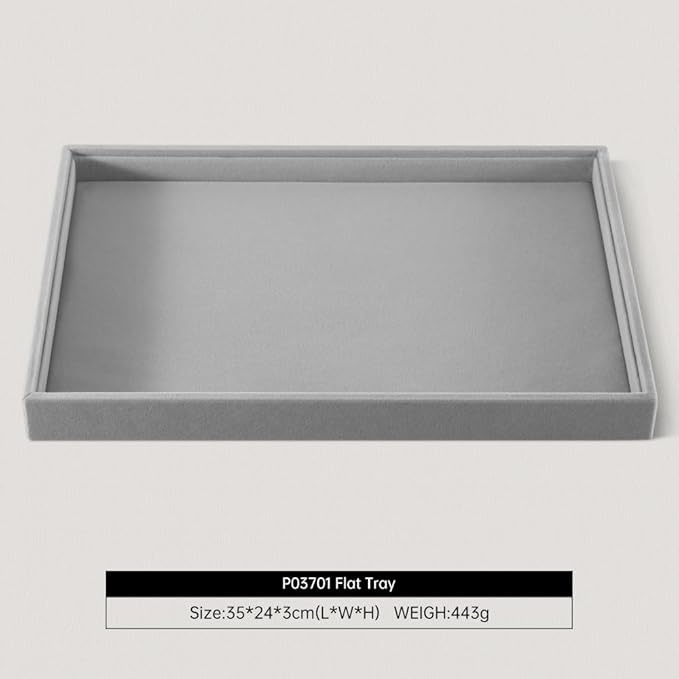 Velvet Stackable Jewelry Display Flat Tray For Ring Earring Necklace Bracelet, Bangle Pendant Storage Blank Plate, Shop Countertop Jewelry Dish Organizer (Gray)