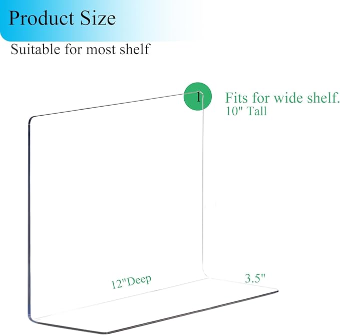 Acrylic Shelf Dividers for Closet Organization: 10" Tall x 12" Deep Closet Shelf Divider for Clothes Sweater Purse - Clear Closet Organizers and Storage Separators for Shelves, 4Pack