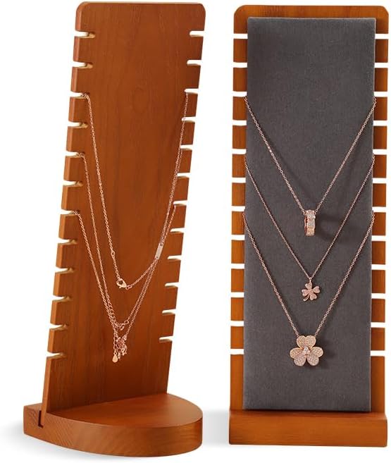 Necklace Holder, Jewelry Stand,Wooden Jewelry Organizers and Storage,Premium Necklace Organizer,Luxury Jewelry Display,Beige Necklace Display Stand