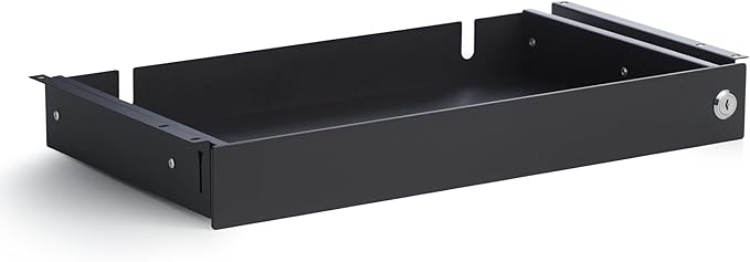 PERFECT POSTURE Max Under Desk Storage Drawer – Large Desk Drawer with Lock for Regular & Sit-Stand Standing Desks, Black (19.3" x 10")