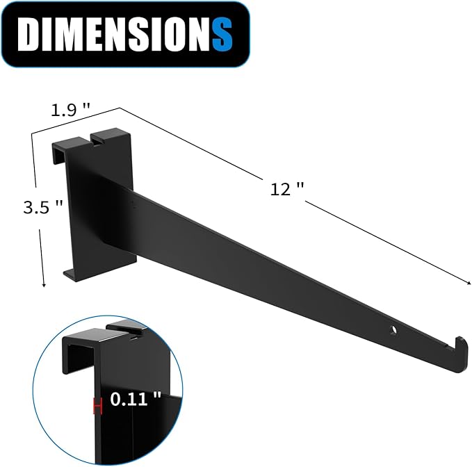 12" Grid Wall Knife Holder Brackets,10 PCS Black Metal Grid Wall Brackets, Grid Wall Accessories with Lip, for All 3" Grid Panels