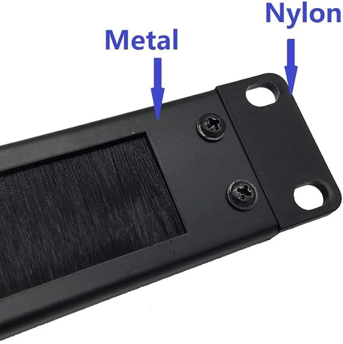 Jingchengmei 1U Disassembled Rack Mount Cable Management Panel with Brush for Cable Entry for 19-Inch Rack or Cabinet Black (BF01UAB2)