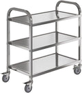 3 Shelf Stainless Steel cart,400 lbs,1MM Thick，Serving cart with Wheels, Household, Service Trolley,360°Rotation Storage Shelf with Locking Wheels 29.5 * 15.7 * 37.4'' L*W*H S.