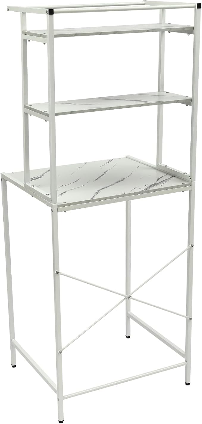 Gdrasuya10 White Over The Washer & Dryer Storage Shelves, 3 Tier Washing Machine Storage Shelf Utility Rack Standing Laundry Storage Shelf Organizer Save Space for Laundry Room