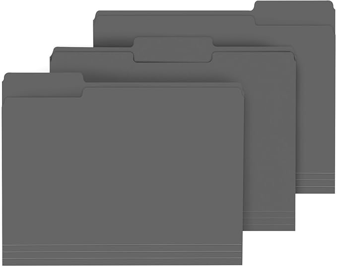 File Folder, PANDRI 120 Pack File Folder, 1/3 Cut Tab, Letter Size, Filing Folder for Office School Business, Dark Gray