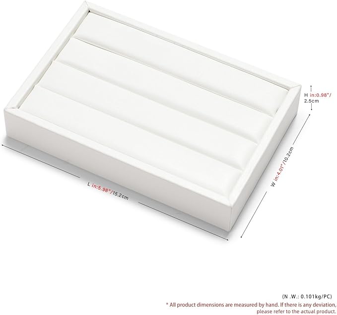 White PU Leather 3-Slots Jewelry Ring Display Tray Showcase Small Jewelry Display Organizer Tray for Rings(M)