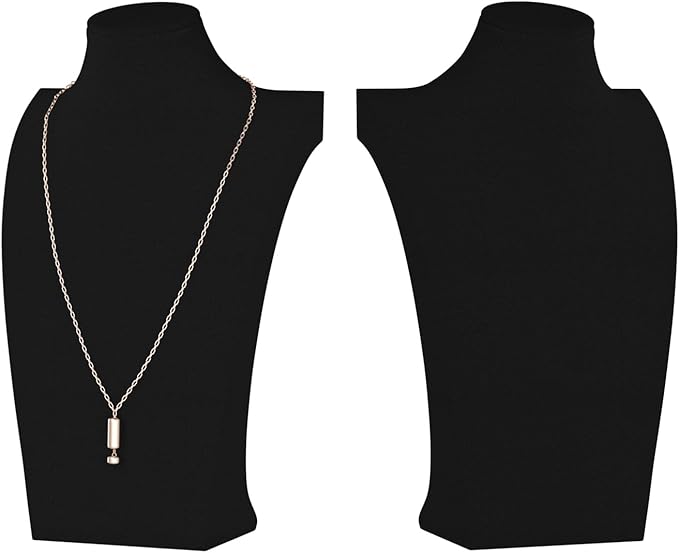 Necklace Bust Display Stand, Necklace Holder, Pendant Chain Necklace Organizer for Women (Black Velvet, S 2PCS)