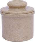 Marble Butter Keeper - Butter Crock - Round Butter Dish With Lid - French Butter Crock - Butter Keepers to Leave on Counter - Perfect Breakfast Companion with Classical Look (Virona)