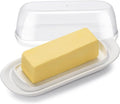 Butter Dish with Clear Lid, Butter Keeper for Countertop, Airtight Butter Dish, Plastic Butter Keeper Tray for West/ East Coast Butter, Dishwasher Safe(White)