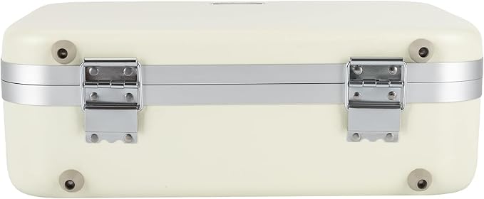 White Rectangular Makeup Case with Mirror, Travel Makeup Bag with Adjustable LED Light in 3 Colors, Portable Train Suitcase for All Kinds of Cosmetics