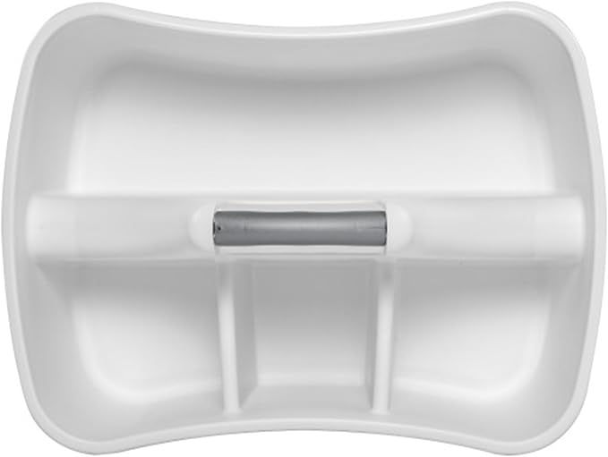Sterilite Divided Ultra Caddy, Plastic, Portable Storage to Hold Bathroom and Cleaning Supplies, 5 Large Compartments and Handle, White, 18-Pack