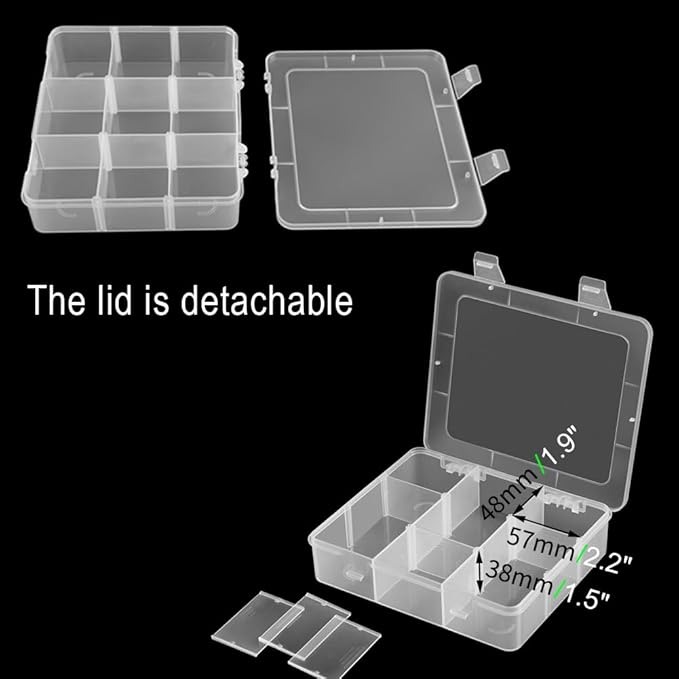 9 Grids 2 Pack Plastic Storage Compartment Organizer Container with Adjustable Dividers for Crafts, Earrings, Screws, Nail, Pins and More (2)