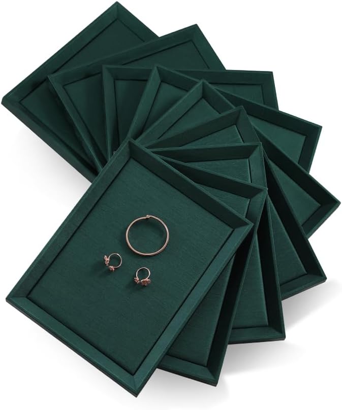 Flat Tray For Jewelry, Leather Tray,Premium Green Jewelry Tray,Stackable Jewelry Trays For Watch,Necklace,Ring,Pendants