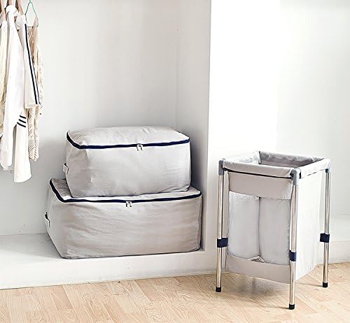 Large Canvas Soft Bedding, Garment Storage Organizer Bag for Wardrobe, Oversize Breathable Soft Bags for Queen/King Size Blankets, Duvets, Beige