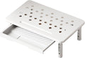 Monitor Stand Riser with Drawer - Adjustable Height (10.5-14.5cm) 3 Gears, Carbon Steel Desk Organizer for Computer/Laptop, Ventilated, Multi-Layer Storage for Office Home (White)