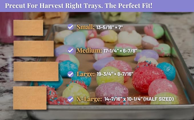 300 pack Parchment Paper For Harvest Right Freeze Dryer (XL - Extra Large) (Half Tray Size)
