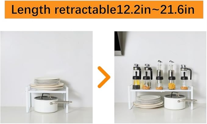 2-Pack Expandable Shelf Organizer for Kitchen Countertop, kitchen organizers and storage，under sink expandable shelf organizer