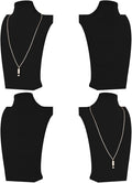 Necklace Bust Display Stand, Necklace Holder, Pendant Chain Necklace Organizer for Women (Black Velvet, S 4PCS)