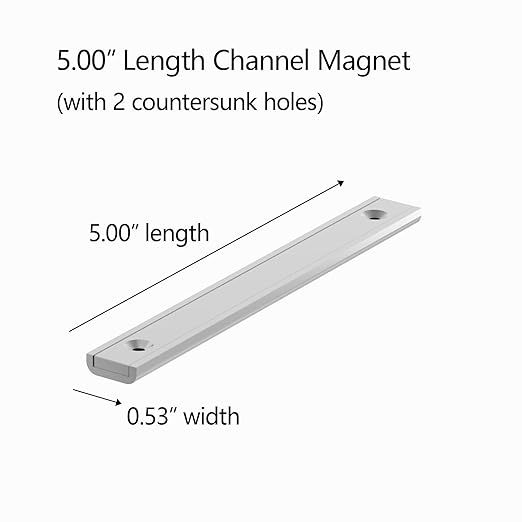 Super Strong Neodymium Rectangular Channel Magnet - 5.00" Length- 6 Pack,Pot Magnets with Matching Screws,Strong Rare Earth Magnets with Countersunk Holes,Magnetic Knife Tools Holder