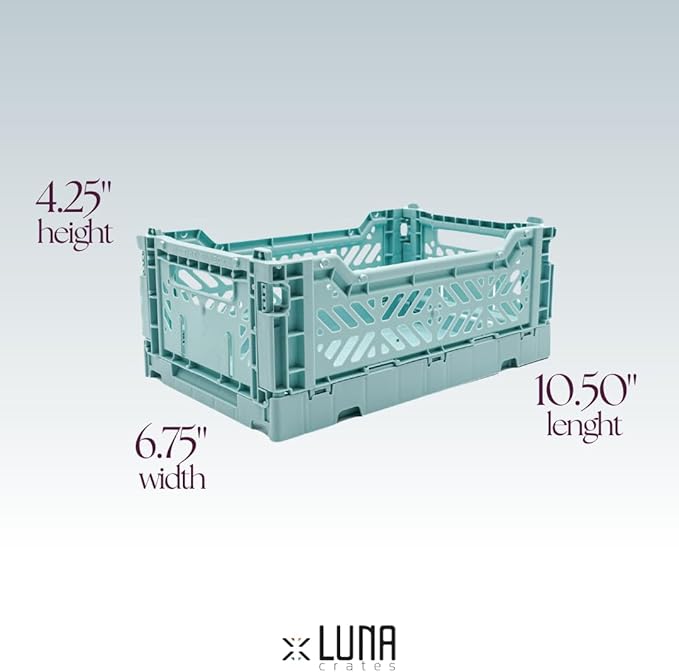 Collapsible Storage Box, Foldable Crate Organizer Bin with Handle, Stackable Crates for Home Organization (Blue, 4L - 3-Pack)
