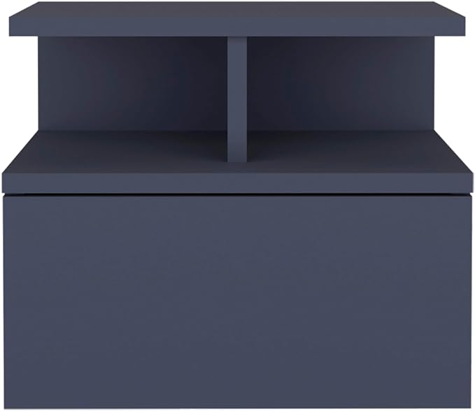 Floating Nightstand, 1 Drawer, Open Shelf, Wall Mounted Design, Blue