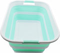 SAMMART 42L Collapsible Plastic Laundry Basket - Foldable Pop Up Storage Container/Organizer - Portable Washing Tub - Space Saving Hamper/Basket (White/Light Green, 1)