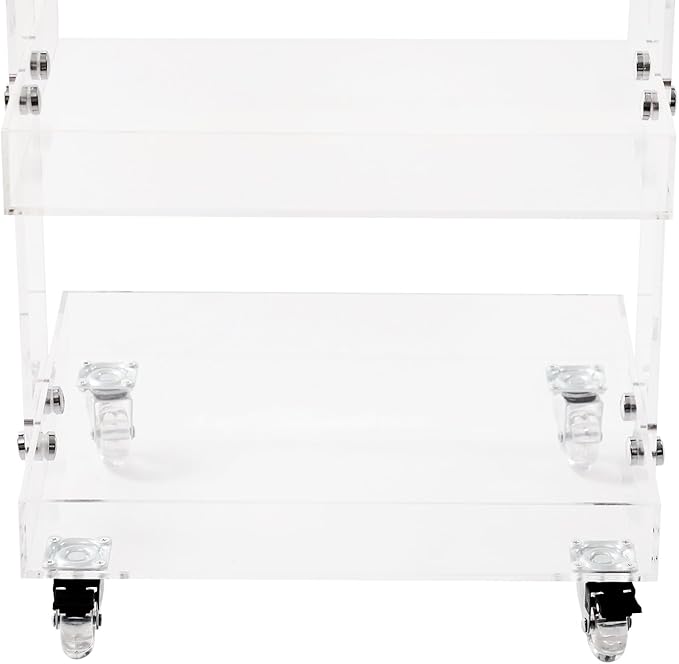 3-Tier Acrylic Utility Rolling Cart with 4 Lockable Wheels,for Storing Kitchenware, Toiletries,Snacks,Vegetables,Fruits,Cosmetics,Documents（16.38 * 13.39 * 27.56in）