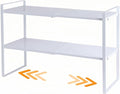 2-Tier Expandable Organizer Shelf for Kitchen Cabinet, Countertop, Pantry & Under-Sink Storage(white)