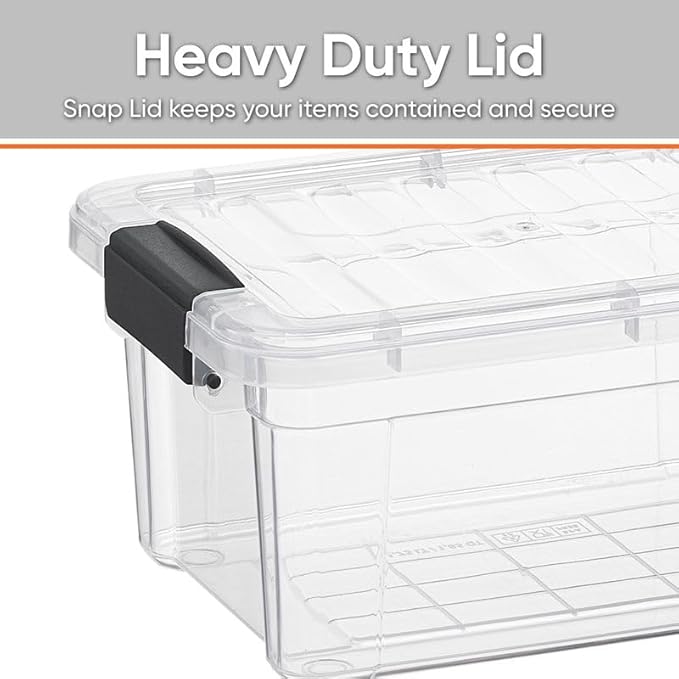Superio Clear Storage Boxes with Lids, 3.5 Quart Plastic Container Bins for Organizing, Stackable Crates, BPA Free, Non Toxic, Odor Free, Organizers for Home, Office and Dorm, 6 Pack