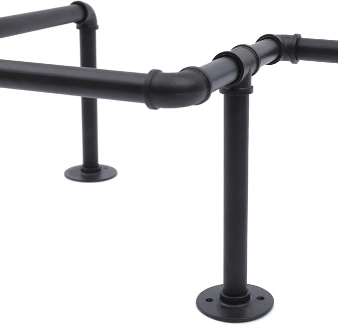 Industrial Pipe Clothes Rack Wall Mounted, 85.83 inches Heavy Duty Iron Pipe Clothing Garment Rail, Multi-Purpose Clothing Hanging Rod for Laundry Room and Closet Storage