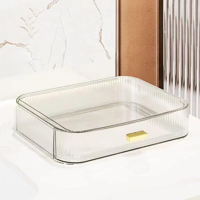 MIUOPUR Stackable Makeup Organizer Drawers, Bathroom Vanity Organizers and Storage, Ideal for Desk and Dresser Countertops, Great for Cosmetics, skincare, Lipsticks, Nail Care -Clear