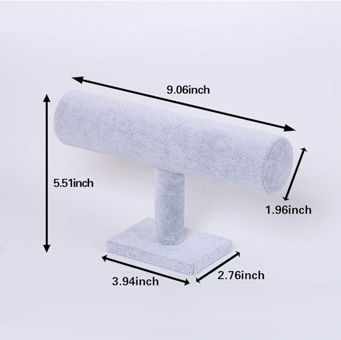 Coward T-Bar Bracelet Holder Organizer Jewelry Display Boutique Watch Stand for Home Organization Storage (Gray Velvet)