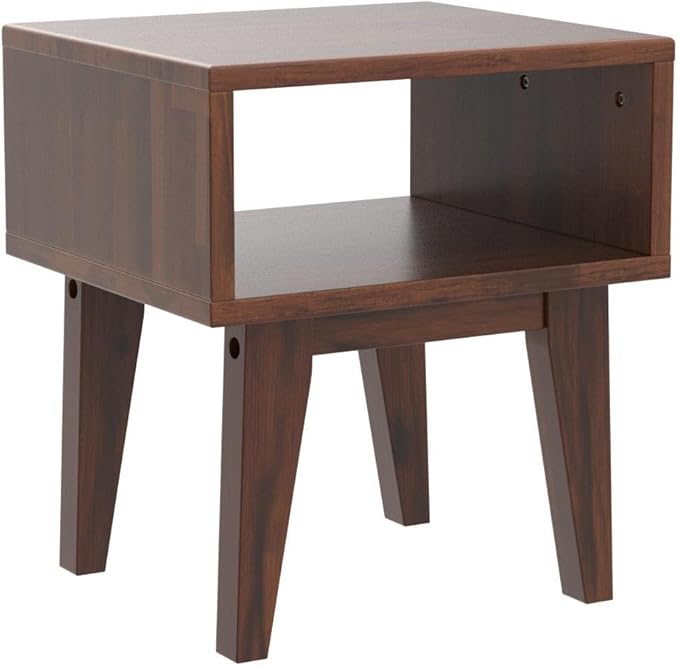 Acacia Serena Nightstand/End Table Solid Wood Bed Side Table for Bedroom Living Room College Dorm (Chocolate)