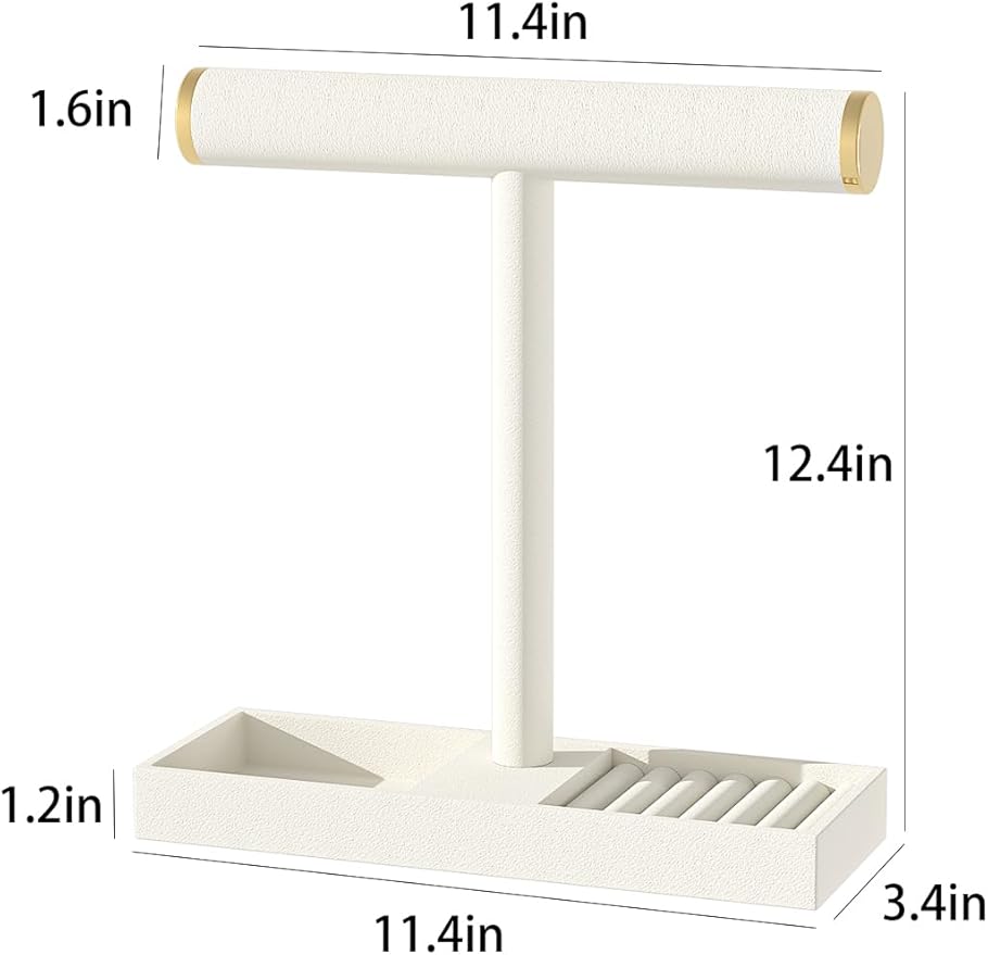 Bracelet and Necklace Holder,Velvet Jewelry Necklace Display Organizer Stand,bracelet Holder for Selling,Bracelet and Necklace Storage Tree (Style 1（Beige+ Metal lid）)