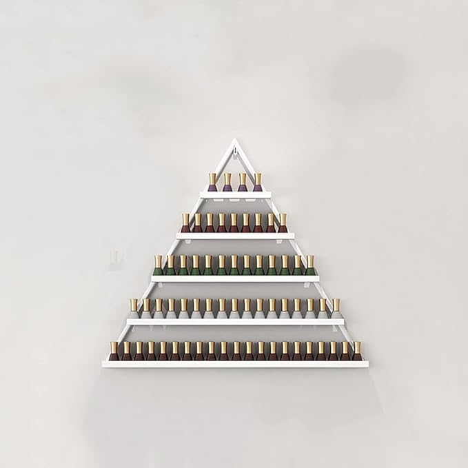 Wall Mounted Shelf Nail Polish Bottle Display Rack, Triangular Essential Oil Perfume Storage Rack, Multifunctional Hanging Salon/Beauty/Nail Shop Organizer Perfume Holder(Size:1,Color:White)