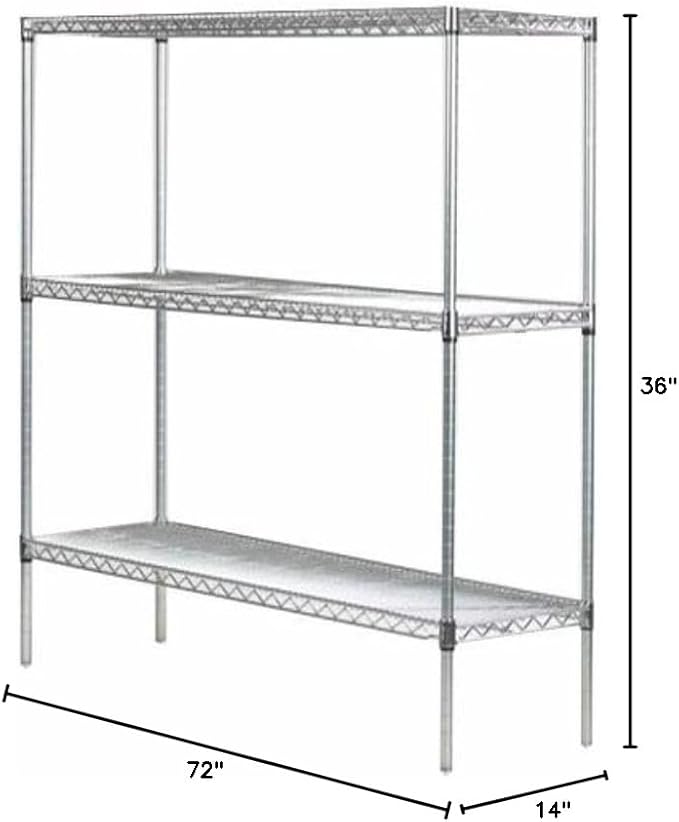 Omega 14" Deep x 72" Wide x 36" High 3 Tier Gray Starter Shelving Unit