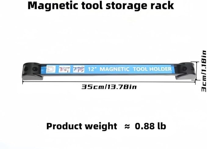 12" Magnetic Tool Holder Strip 4 Pack，Used for storing garage tools, kitchen utensils， and iron products. Storage Arrangement Organizer， Easy To Install in Workshop, Mounting Screws Included.