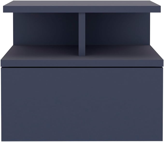 Floating Nightstand Drawer and Two Shelves for Organized Storage and Decorative Display in Modern Living Spaces