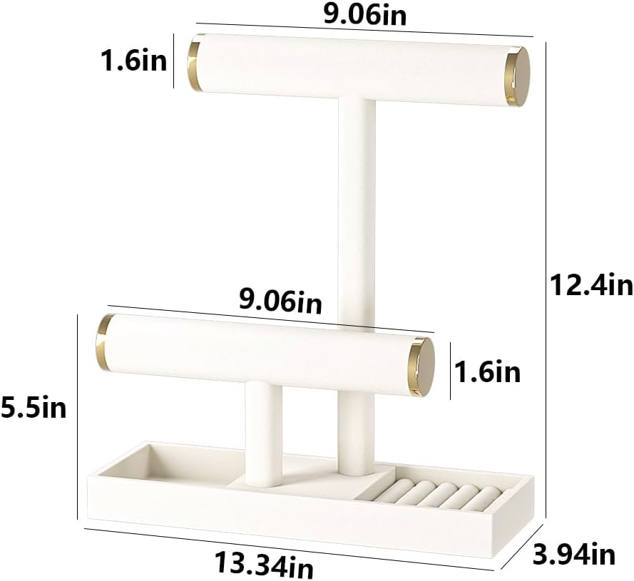 Bracelet and Necklace Holder,Velvet Jewelry Necklace Display Organizer Stand,bracelet Holder for Selling,Bracelet and Necklace Storage Tree (Style 2（Beige+ Metal lid）)