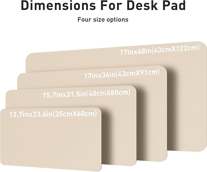 Aothia Leather Desk Pad Protector, Office Desk Mat, Large Mouse Pad, Non-Slip PU Leather Desk Blotter, Laptop Desk Pad, Waterproof Desk Writing Pad for Office and Home (48"x17", Beige)