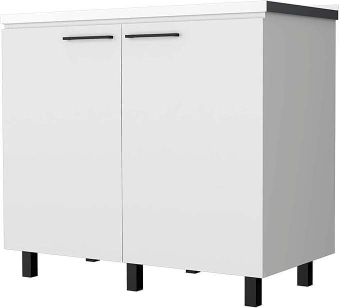 Oklahoma 2 Utility Sink & Cabinet, Interior Shelf, Aluminum Countertop,White -Kitchen Room