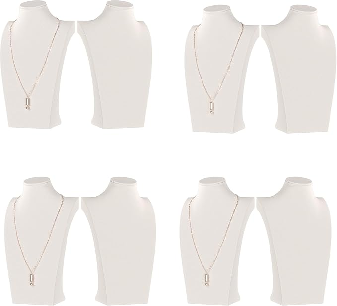 Necklace Bust Display Stand, Necklace Holder, Pendant Chain Necklace Organizer for Women (Beige Velvet, S 1PCS)