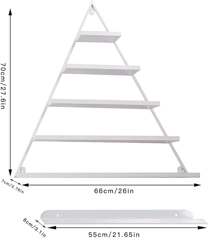 Elegant Gold Wall Mounted Nail Polish Rack - Set of 6 Triangular Cosmetic Display Shelves for Essential Oil Bottles, Organize Your Lipsticks and Perfumes in Style at Home or Salon (White)