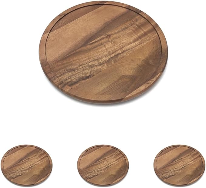 Lipper International Acacia Wood 14" Kitchen Turntable (Pack of 4)