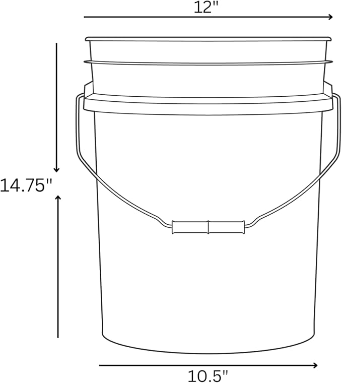 House Naturals 5 Gallon Bucket Pail Food Grade BPA Free with Screw on Gasket Lid (Pack of 3) Made in USA pails