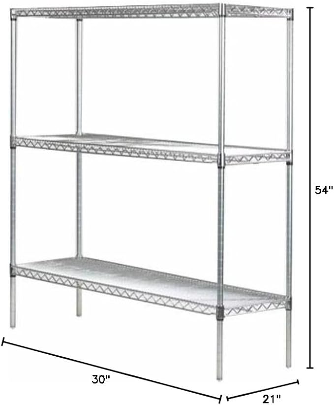 Omega 21" Deep x 30" Wide x 54" High 3 Tier Chrome Starter Shelving Unit